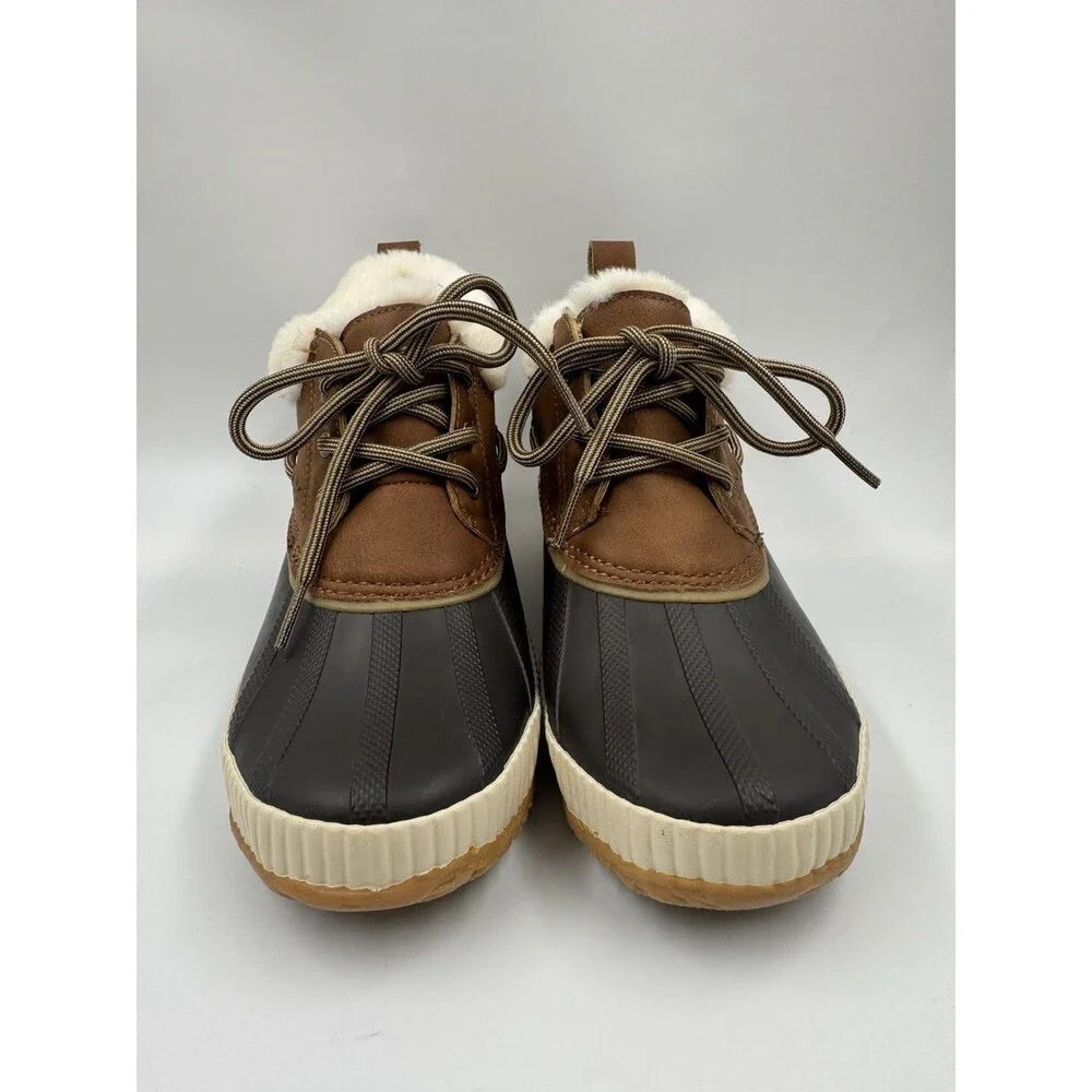 JSport Women's Mary Faux Fur Trimmed Slip On Duck Boots Size 7 M Waterproof